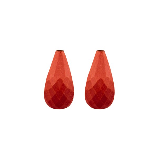 Coral, reconstructed, carmine red, teardrop, faceted, 18 x 10 mm