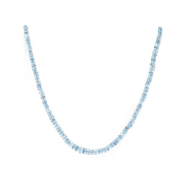 Aquamarine, strand, blue, graduated, rondelle bead, faceted, Ø 3-6 mm
