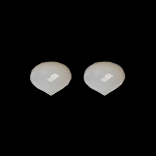 Moonstone, white, faceted teardrop, onion shape, 13x11mm