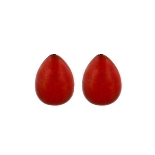 Chalcedony (reconstructed), blood red, teardrop, smooth, 17 x 13 mm