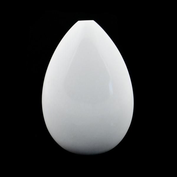 Cacholong, white, smooth lense, pear shape, 25 x 18 mm