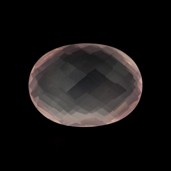 Rose quartz, pink, faceted briolette, oval, 16 x 12 mm