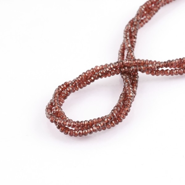 Garnet, strand, light red, rondelle beads, faceted, Ø 4mm