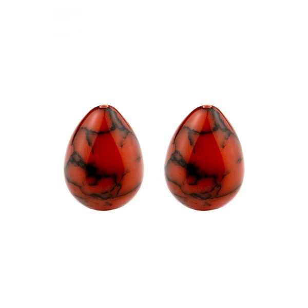 Coral, reconstructed, carmine red, teardrop, smooth, 17 x 13 mm