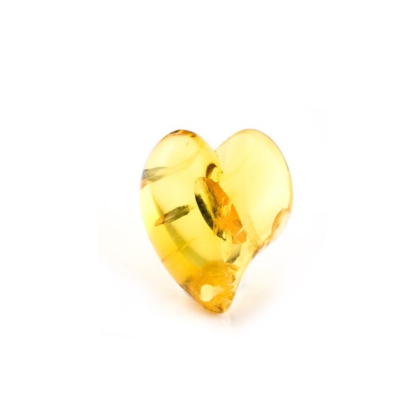 Natural amber, golden, lentil cut, smooth, curved heart shape, 17.5 x 16 mm