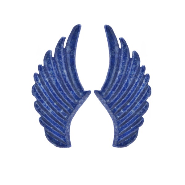 Lapis, blue, carved wing, 43 x 19 mm