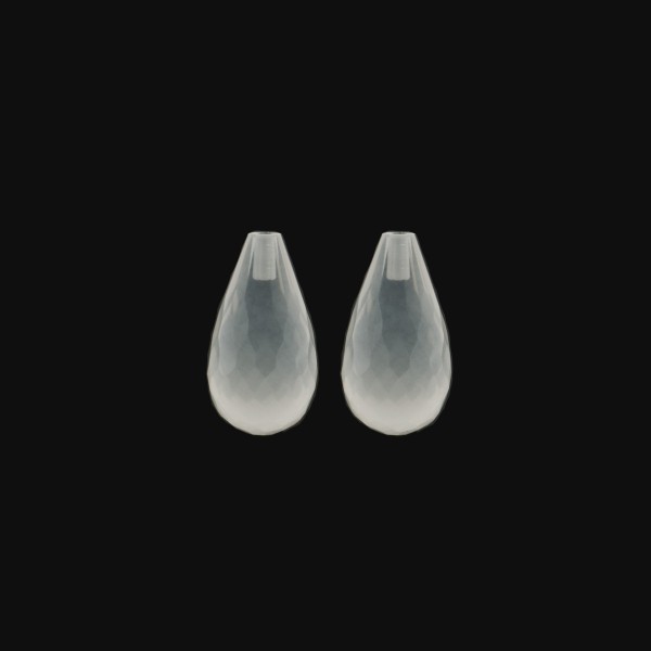Milky quartz, white, teardrop, faceted, 15 x 8 mm