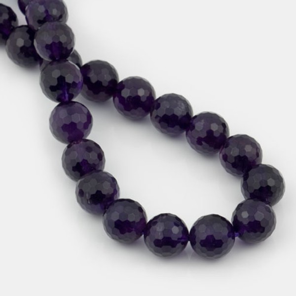 Amethyst (Brazil), strand, dark purple, beads, faceted, Ø 12 mm