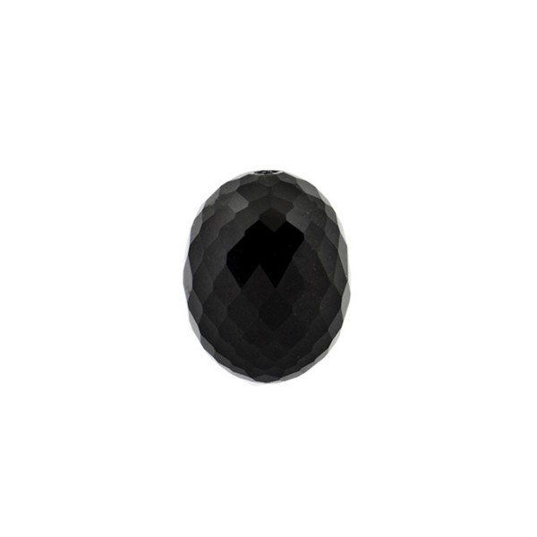Onyx, black, olive shape, faceted, 10 x 7 mm