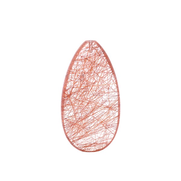 Rutilquarz, rote Nadeln, Linse, Birnenform, 36x19 mm