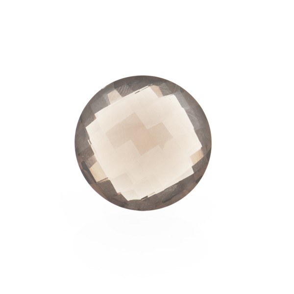 Smoky quartz, light brown, faceted briolette, round, 12 mm