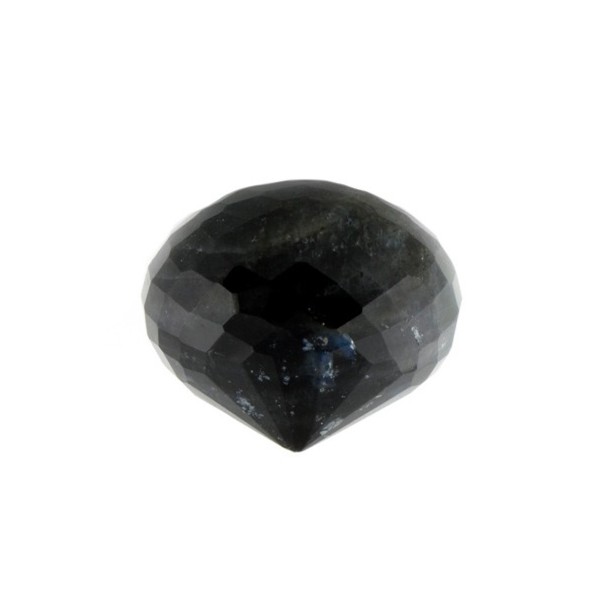 Snowflake obsidian, black, white spots, faceted teardrop, onion shape, 19 x 15 mm