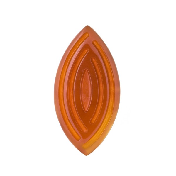 Agate, red, engraved, ornament, navette, 40x20 mm