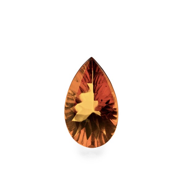Bernstein (natur), cognacfarben, Buff Top, concave, Birnenform, 12x8 mm