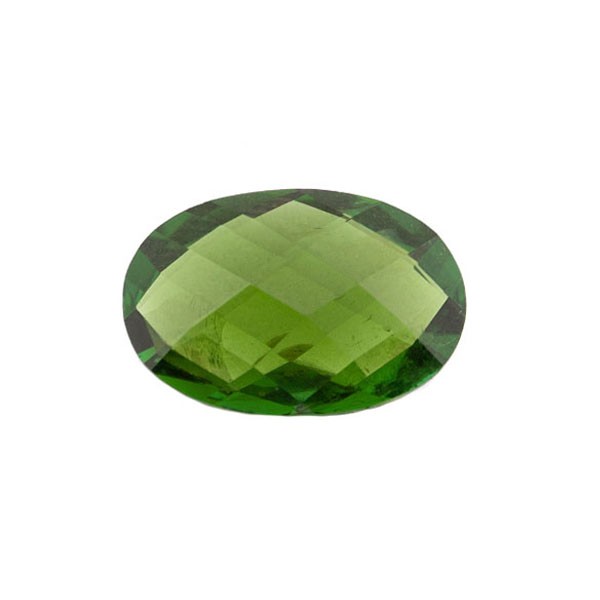 Tourmaline, green, briolette, faceted, oval, 13x9 mm