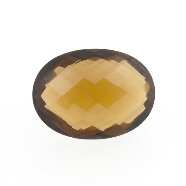 Cognac quartz, cognac-colored, faceted briolette, oval, 18 x 13 mm