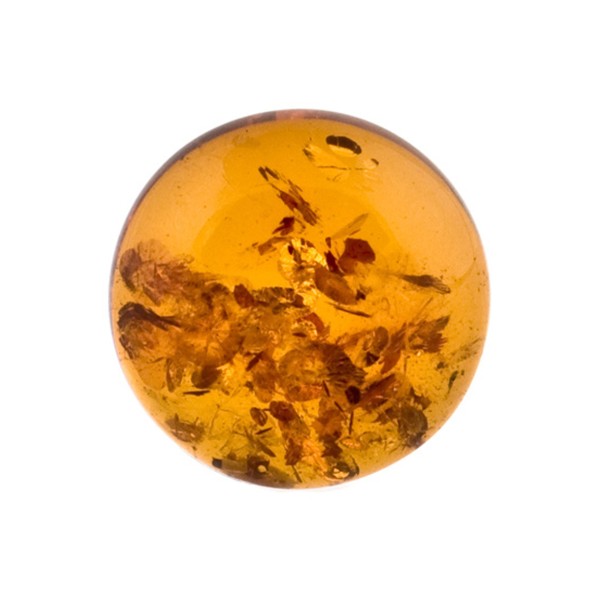 Natural amber, cognac-colored, pressed, cabochon, round, 16 mm