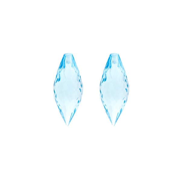 Blue topaz, sky blue, pointed teardrop, faceted, 20 x 8 mm