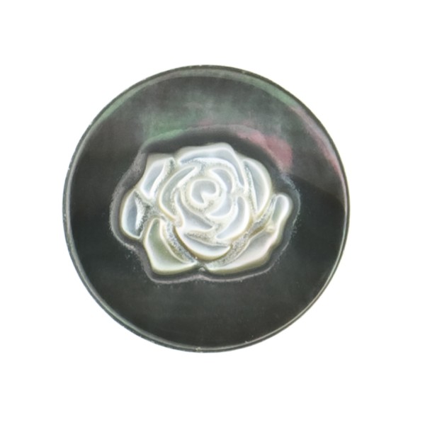 Mother-of-pearl, grey, raised engraving, round, 18 mm