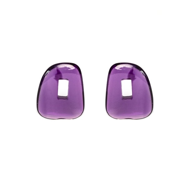 Russian Quartz, violet, creole earrings, rectangle, 19x15x3mm