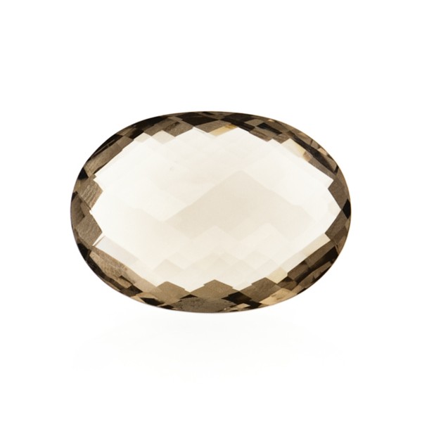 Smoky quartz, light brown, faceted briolette, oval, 20 x 15 mm