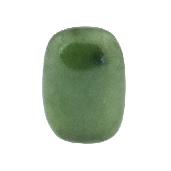 Russian jade, green, lentil cut, antique shape, 16 x 12 mm