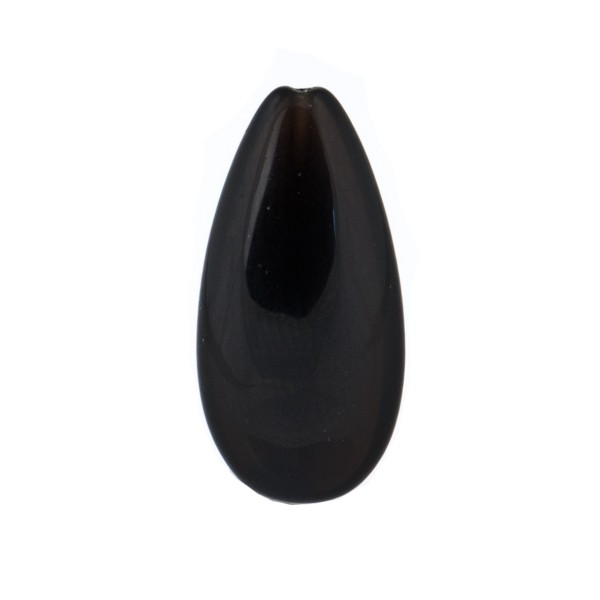Onyx, black, lentil cut, pear shape, 20 x 10 mm