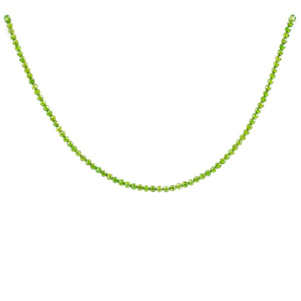 Chromdiopside, strand, green, bead, faceted, Ø 2 mm