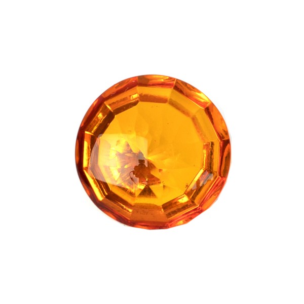 Amber, cognac-colored, buff top, step cut, round, 15mm