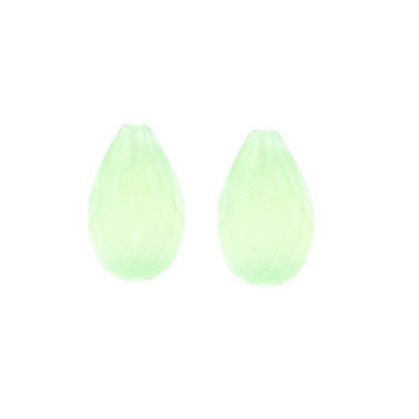Prehnite, green, faceted teardrop (harlequine), 18x11mm