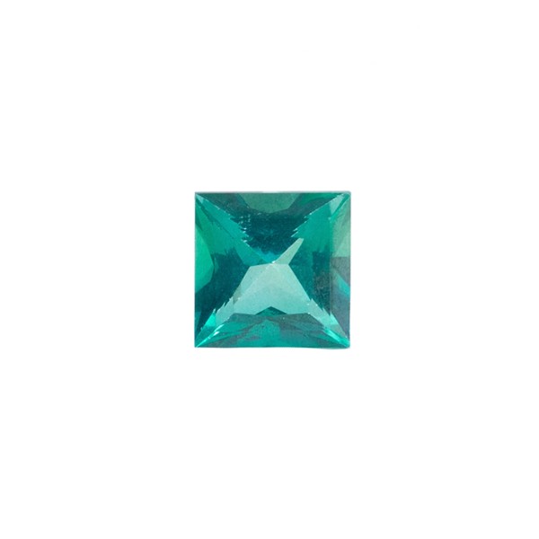 Topaz, blue-green, faceted, carré, 8x8mm