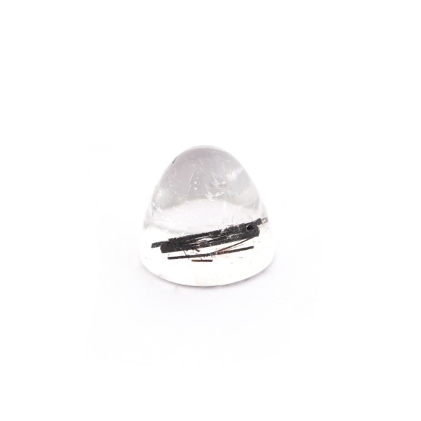 Rutilated quartz, black needles, cone, smooth, round, 11 mm