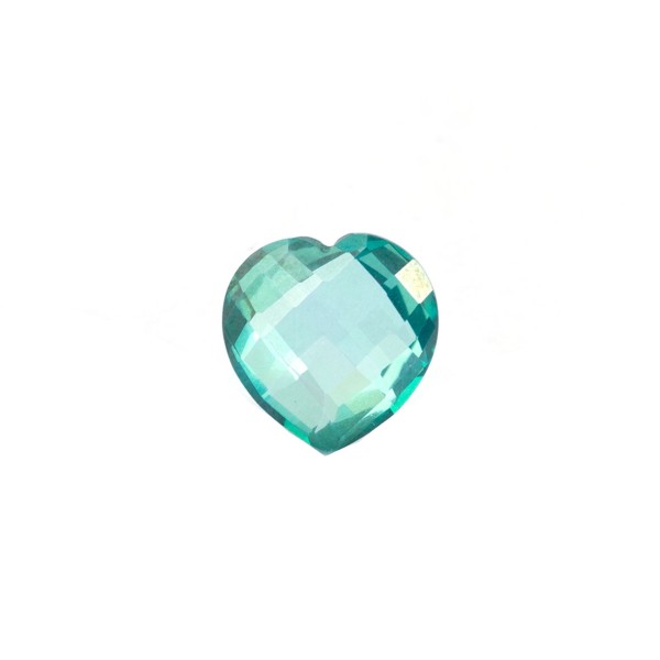 Topaz, blue-green, faceted briolette, heart shape, 12x12mm