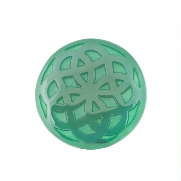 Achat, grün, graviert, Ornament, rund, 35 mm