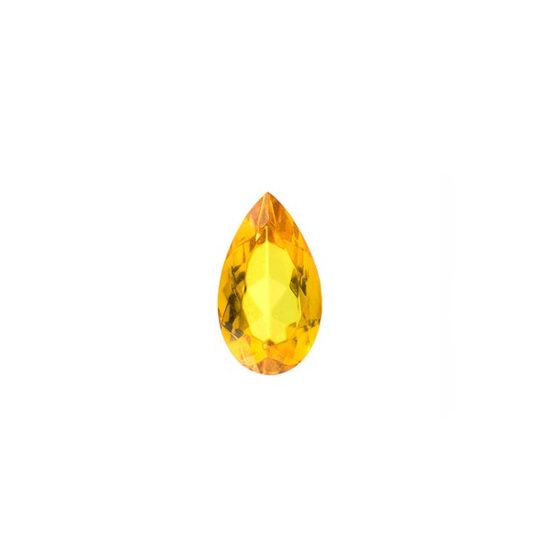 Natural amber, golden, faceted, pear-shaped, 10 x 7 mm