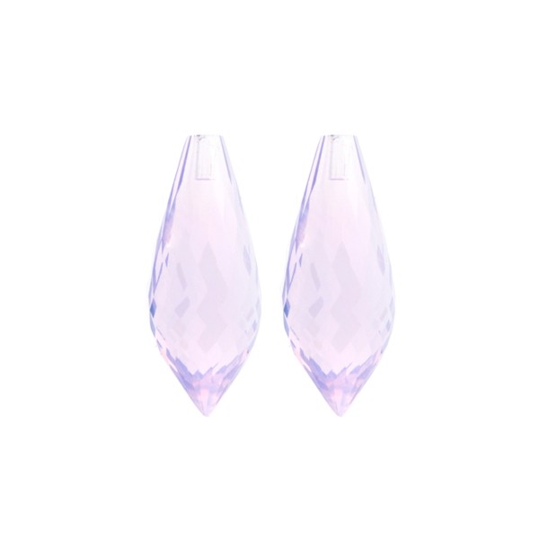 Lavender quartz, lavender, pointed teardrop, faceted, 26 x 10 mm