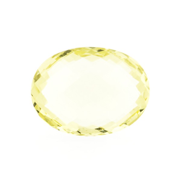 Lemon quartz, light lemon, faceted briolette, oval, 18 x 13 mm