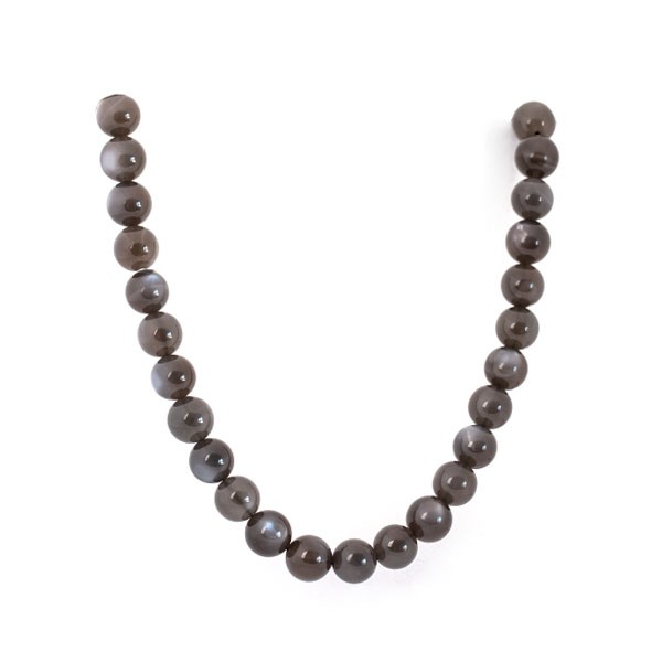 Moonstone, strand, grey, bead, smooth, Ø 12 mm