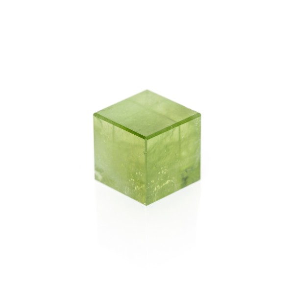 Peridot, green, cube, smooth, 11x11mm