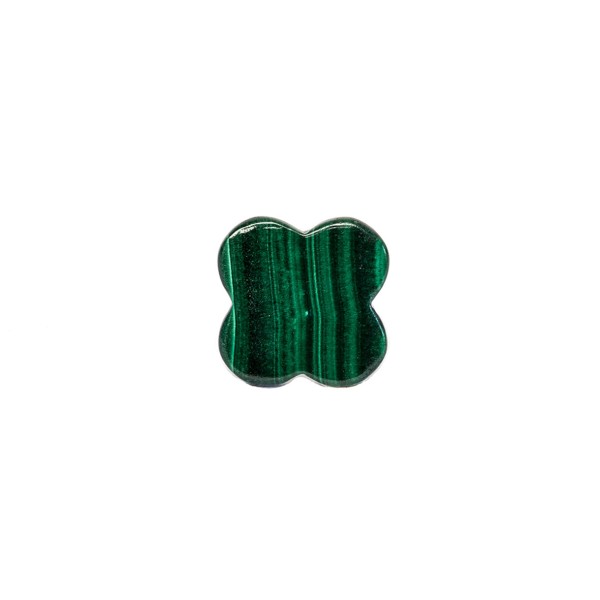Malachite, green, cloverleaf, flat, 12x12mm