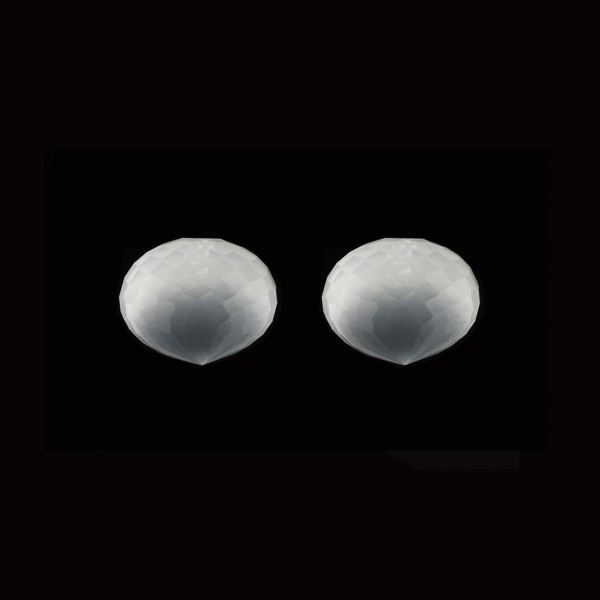 Milky quartz, white, faceted teardrop, onion shape, 13 x 11 mm
