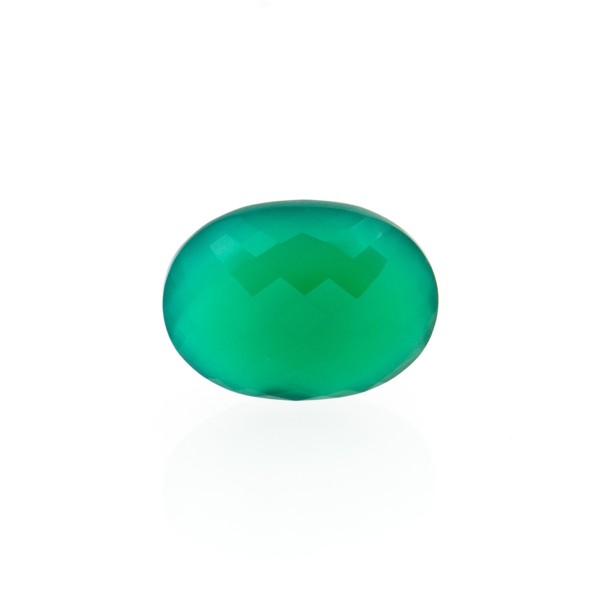 Agate, dyed, green, briolette, oval, 12 x 10 mm