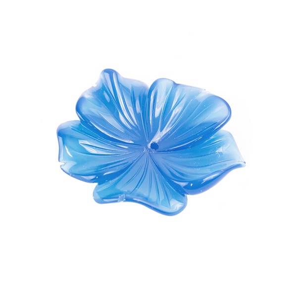 Achat, gefärbt, blau, Blüte, graviert, 25-29 mm