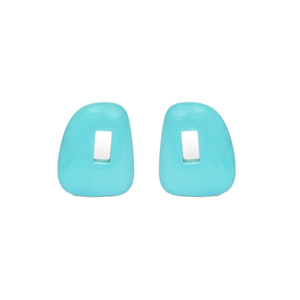 Turquoise (reconstructed), turquoise, creole earrings, rectangle, 19x15x3mm