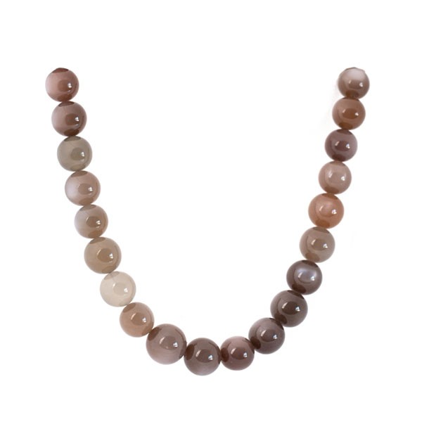 Moonstone, strand, brown, graduated, bead, smooth, Ø 10-14 mm