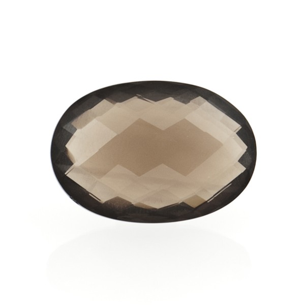 Smoky quartz, dark brown, faceted briolette, oval, 16 x 12 mm