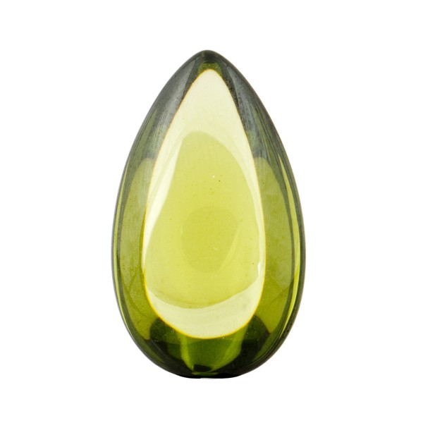 Zirconia (CZ), dark green, lentil cut, pear shape, 24 x 15 mm