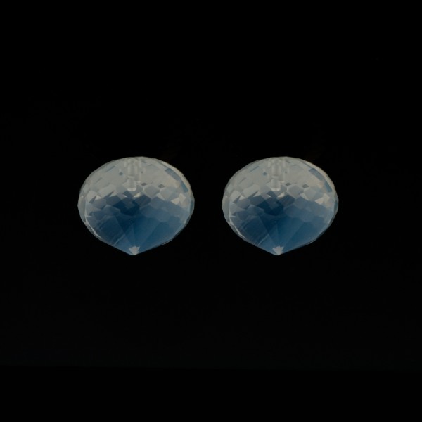 Moon quartz, white, faceted teardrop, onion shape, 13 x 11 mm