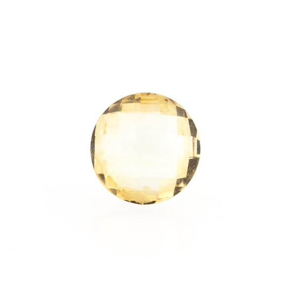 Citrine, light golden color, faceted briolette, round, 10 mm
