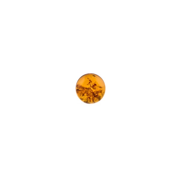 Natural amber, cognac-colored, cabochon, pressed, round, 8mm